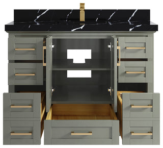 Boston 48 Single Sink Bath Vanity in Evergreen 2" Calacatta Black