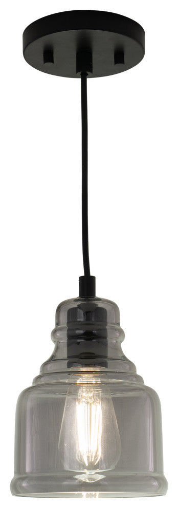 Millie 8.25"H Mini Pendant Matte Black with Smoke Glass