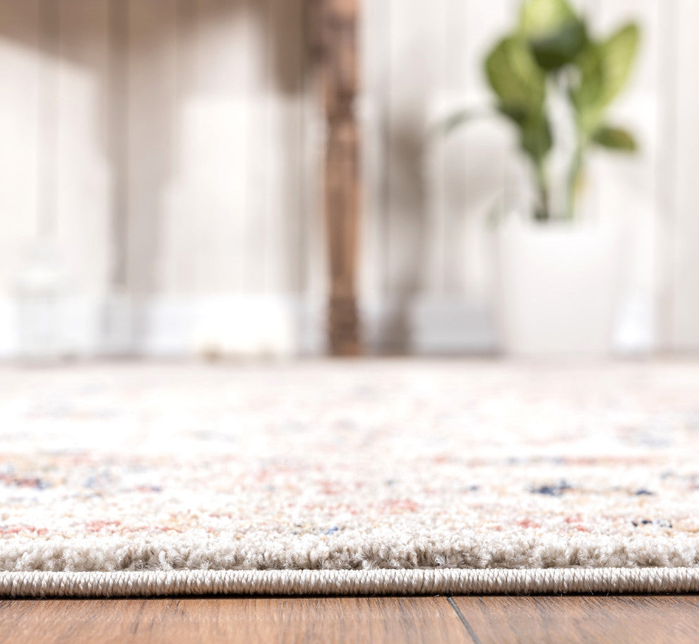 Abani Babylon BYL100C Beige Cream Distressed Medallion Area rug