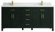 Cambridge 72 Double Sink Bath Vanity in Dark Forest Green 2" Calacatta Laza