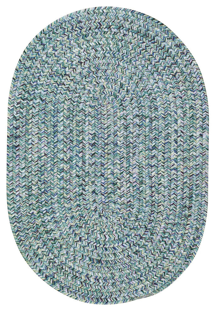 Sea Pottery Braided Oval Rug, Blue, 2'x8' Runner