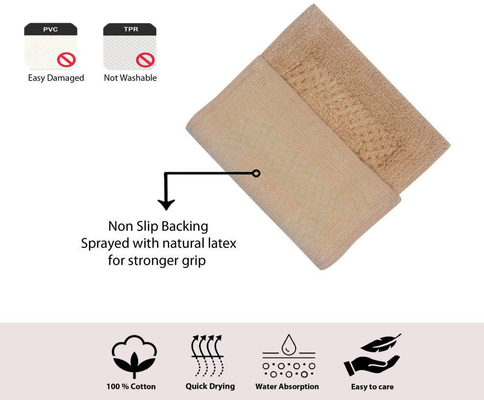 Classy Bath Rugs Set, 17"x24" Rectangle, Linen