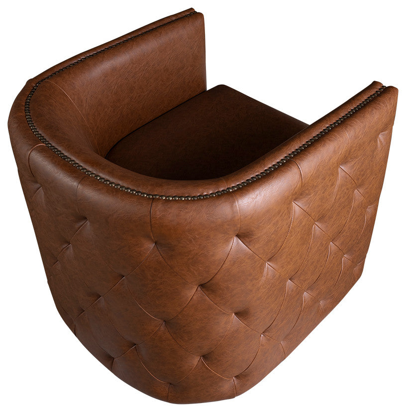 Madison Park Capstone Tufted Barrel Swivel Chair, Brown
