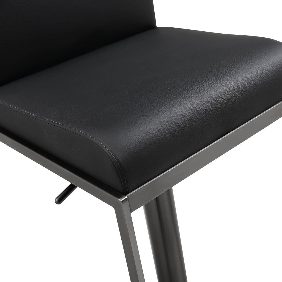 All Black Barstool, PU Black Leather