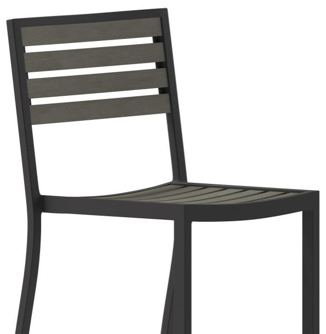 Lark Commercial Grade Outdoor Bar Height Stool, Gray Wash