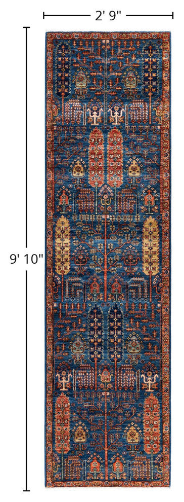 Serapi One-of-a-Kind Hand-Knotted Area Rug Blue, 2'9" x 9'10"