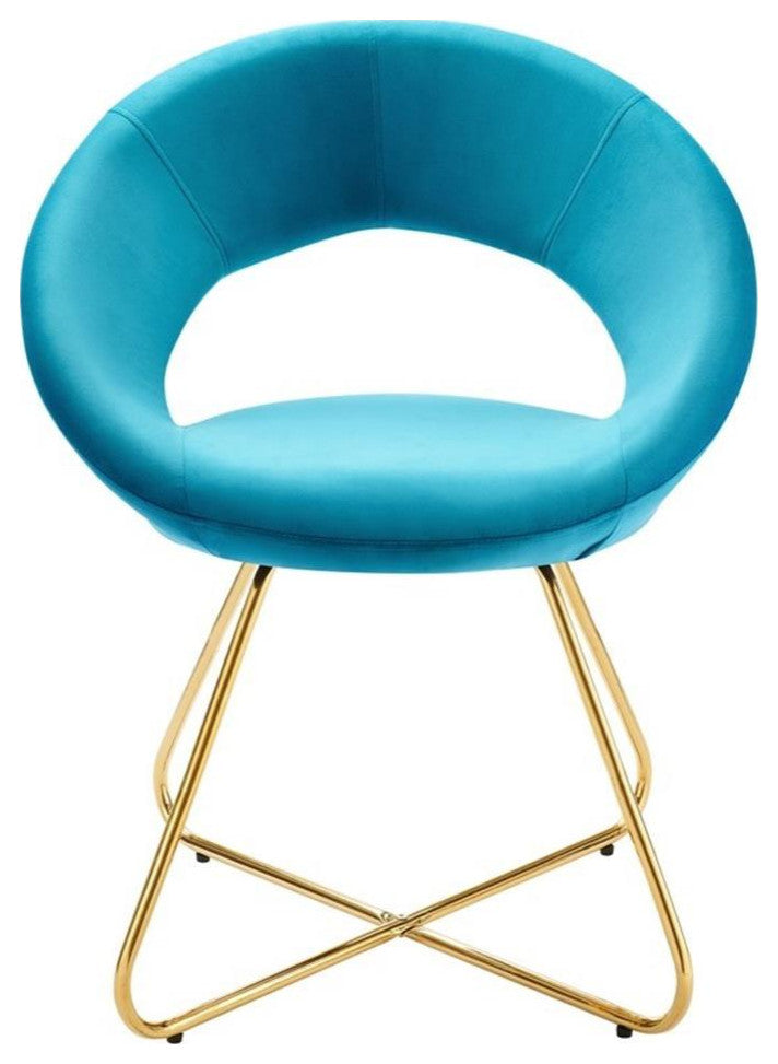 Nouvelle Performance Velvet Dining Chair Set of 2 Gold Blue