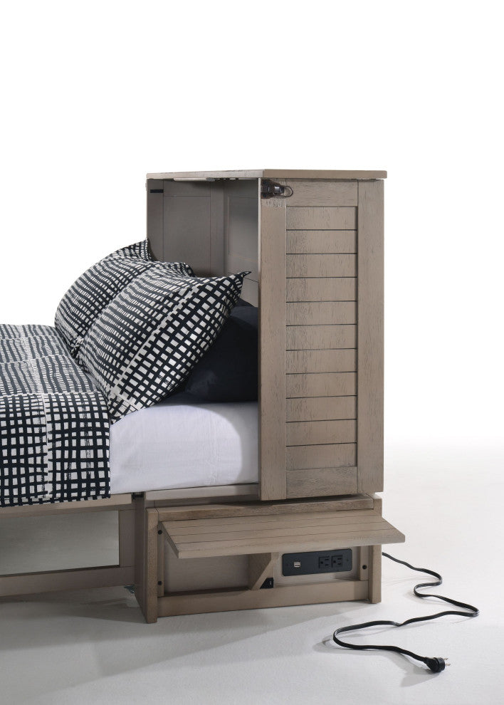Poppy Cabinet Murphy Bed with Gel Memory Foam Mattress and USB Ports, Brushed Driftwood