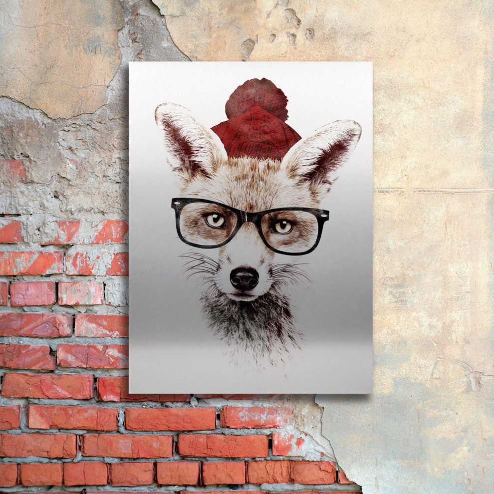 Robert Farkas 'It's Pretty Cold Outside' Floating Brushed Aluminum Art