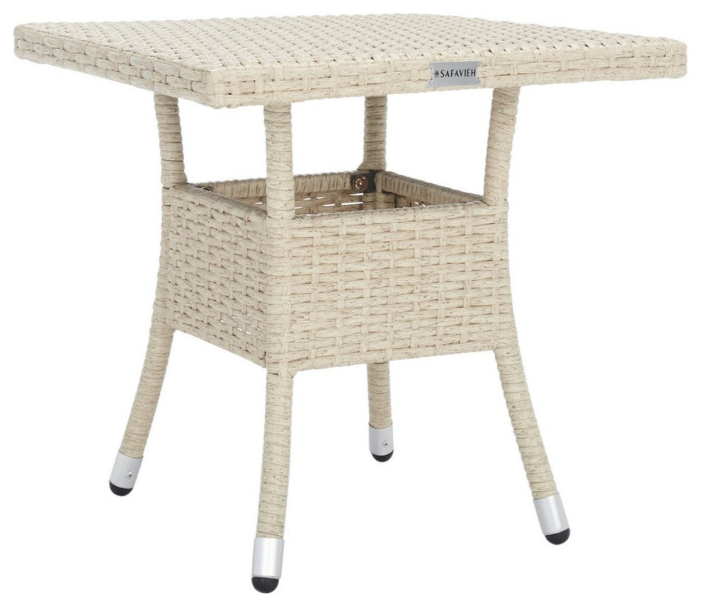 Safavieh Outdoor Edna 3 Piece Lounge Set Beige/White Cushion