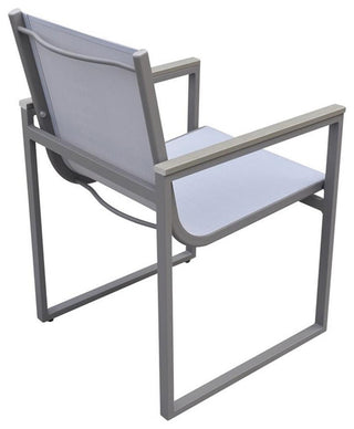 Armen Living Bistro Outdoor Aluminum Dining Arm Chair in Gray (Set of 2)