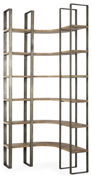 Silver Iron Framed Curved Wooden Shelving Unit