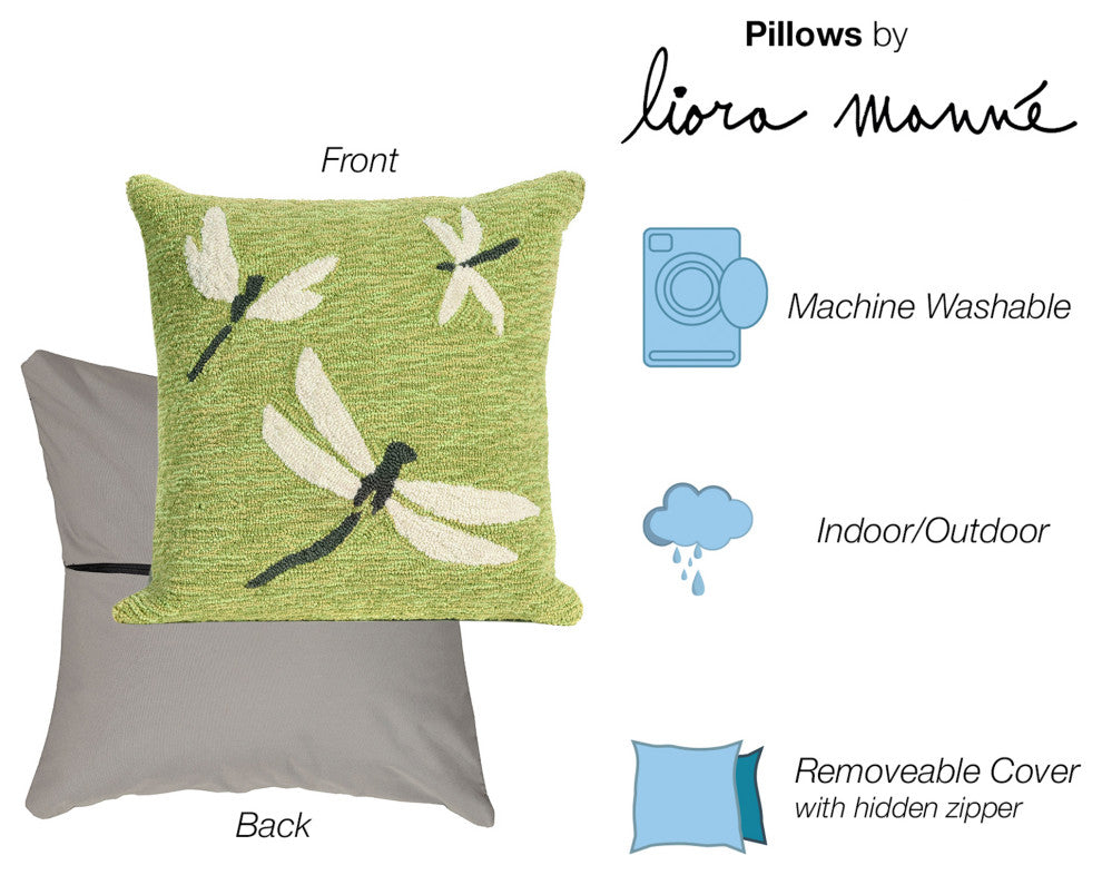 Frontporch Dragonfly Pillow, Green, 18"x18"