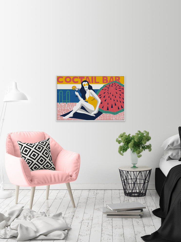 "Cocktail Bar" Floater Framed Painting Print on Canvas, 18"x12"