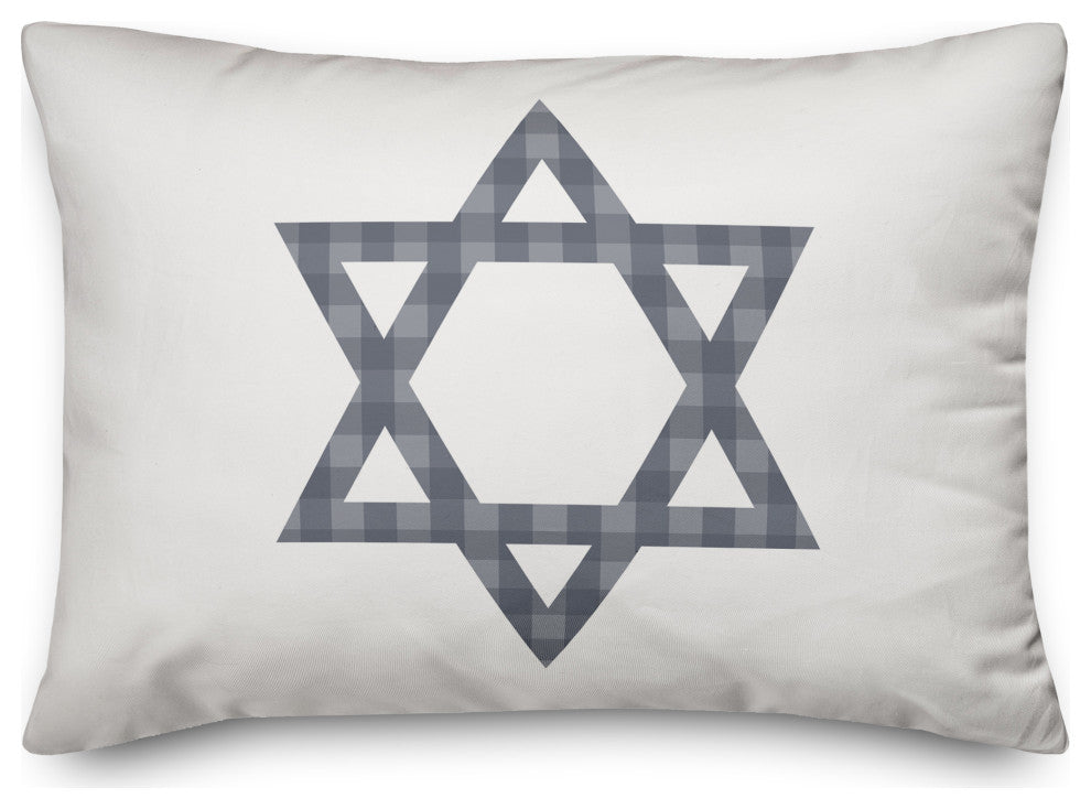 Plaid Star of David 14"x20" Throw Pillow Cover