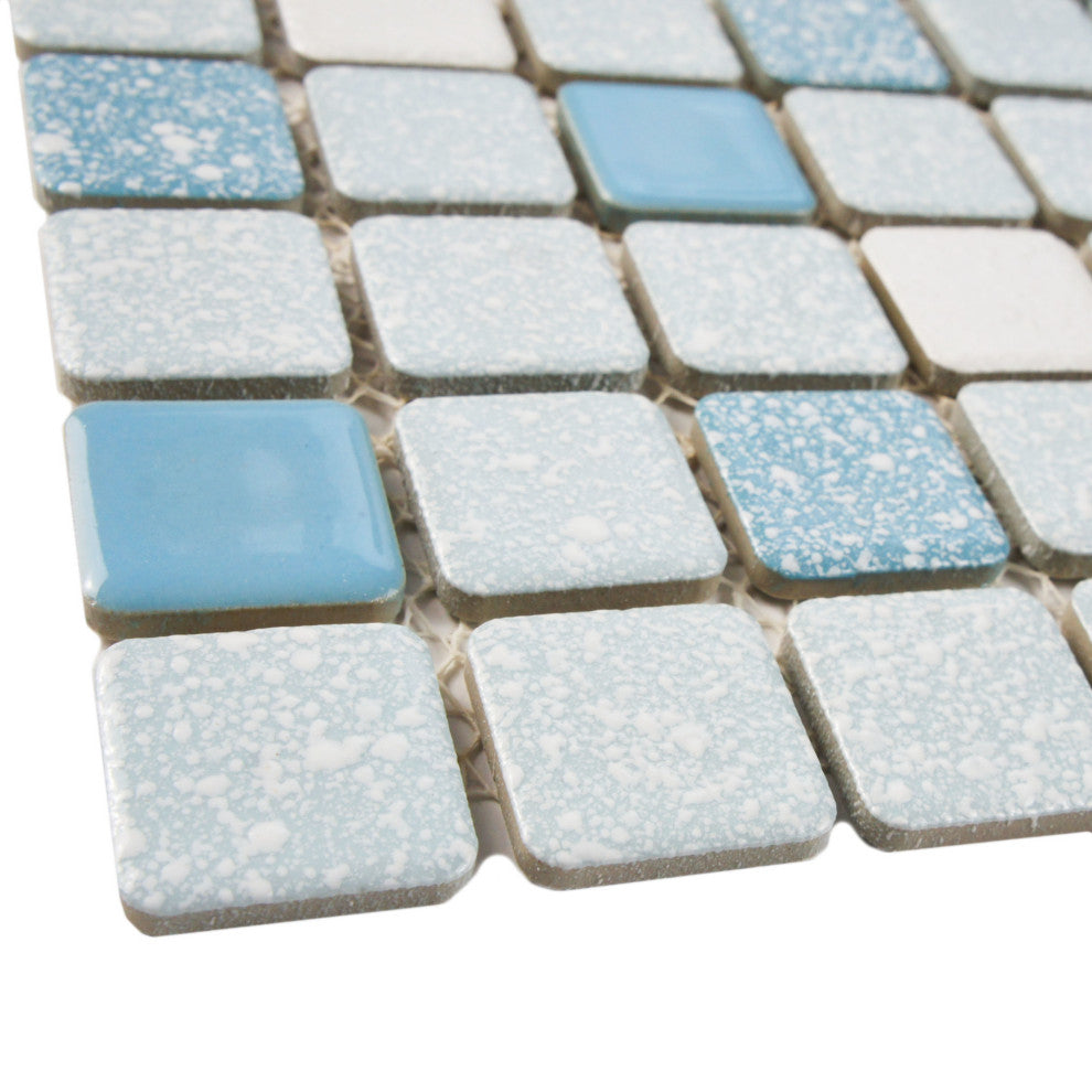 Crystalline Square Blue Porcelain Floor and Wall Tile