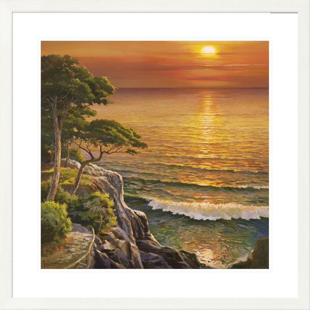 "Tramonto sul Mediterraneo" Framed Digital Print by Adriano Galasso, 33x33"