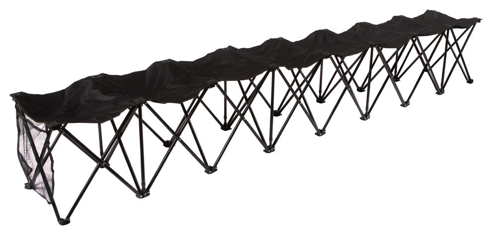 Portable 8-Seater Folding Team Sports Sideline Bench, Black