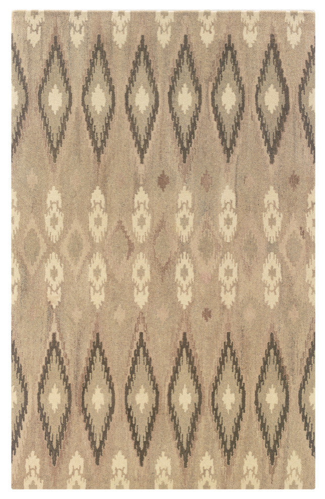 Athena Ikat Hand-tufted Wool Beige/Ivory Rug, 3'6" x 5'6"
