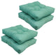 19" Squared Patterned Tufted Dining Chair Cushions, Set of 4, Rionu Aqua