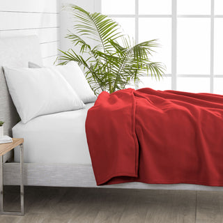 Bare Home Polar Fleece Lightweight Blanket, Red, Full / Queen