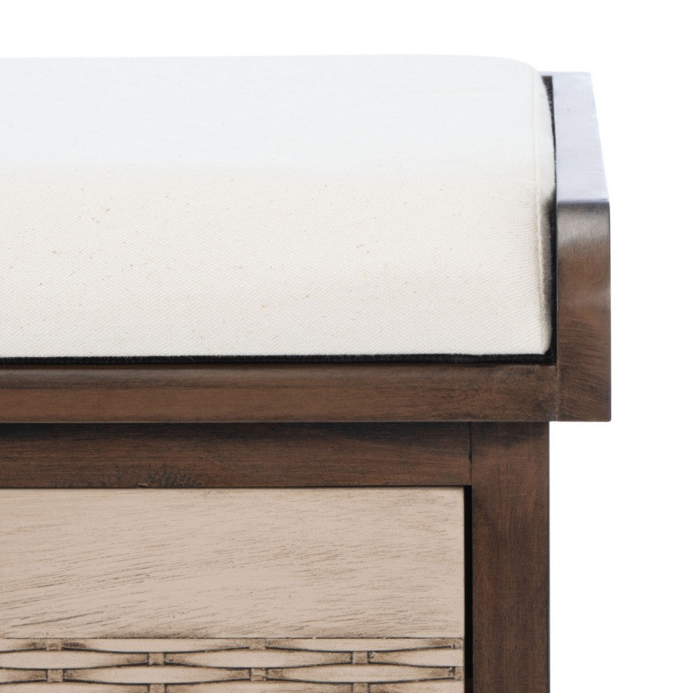 Safavieh Landers 2 Drawer Cushion Bench, Brown