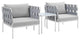 Harmony 3-Piece Sunbrella Outdoor Patio Aluminum Seating Set, Gray Gray