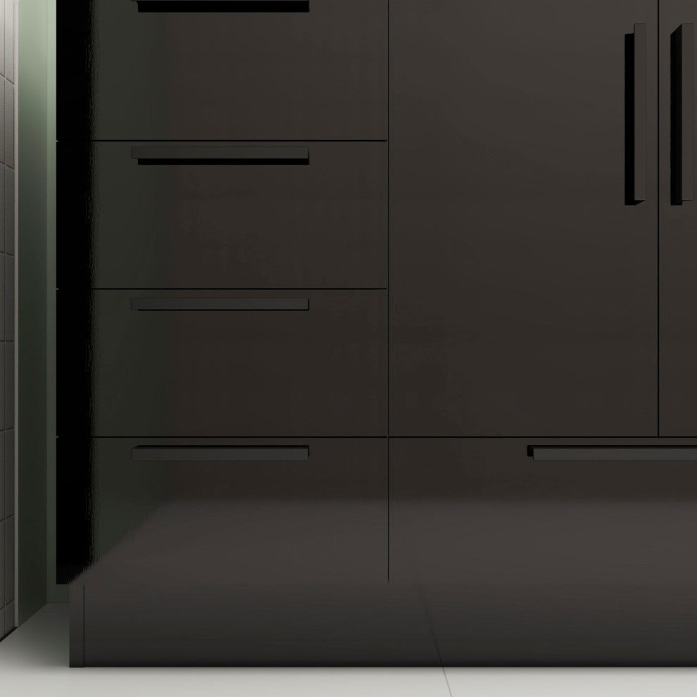 Carla 84" Freestanding Bathroom Vanity With Double Sink, Gloss Black