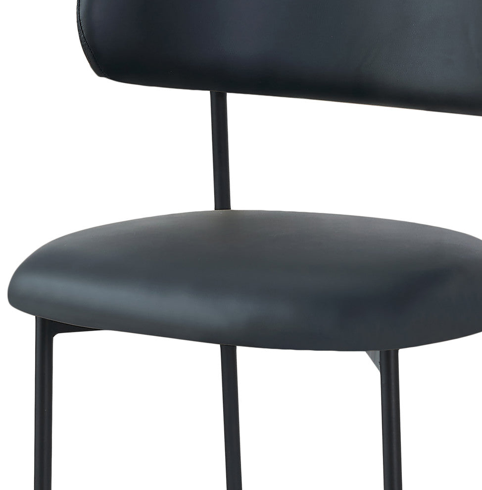 Lupita Vegan Leather Dining Chair, Set of 2, Black, Matte Black Finish