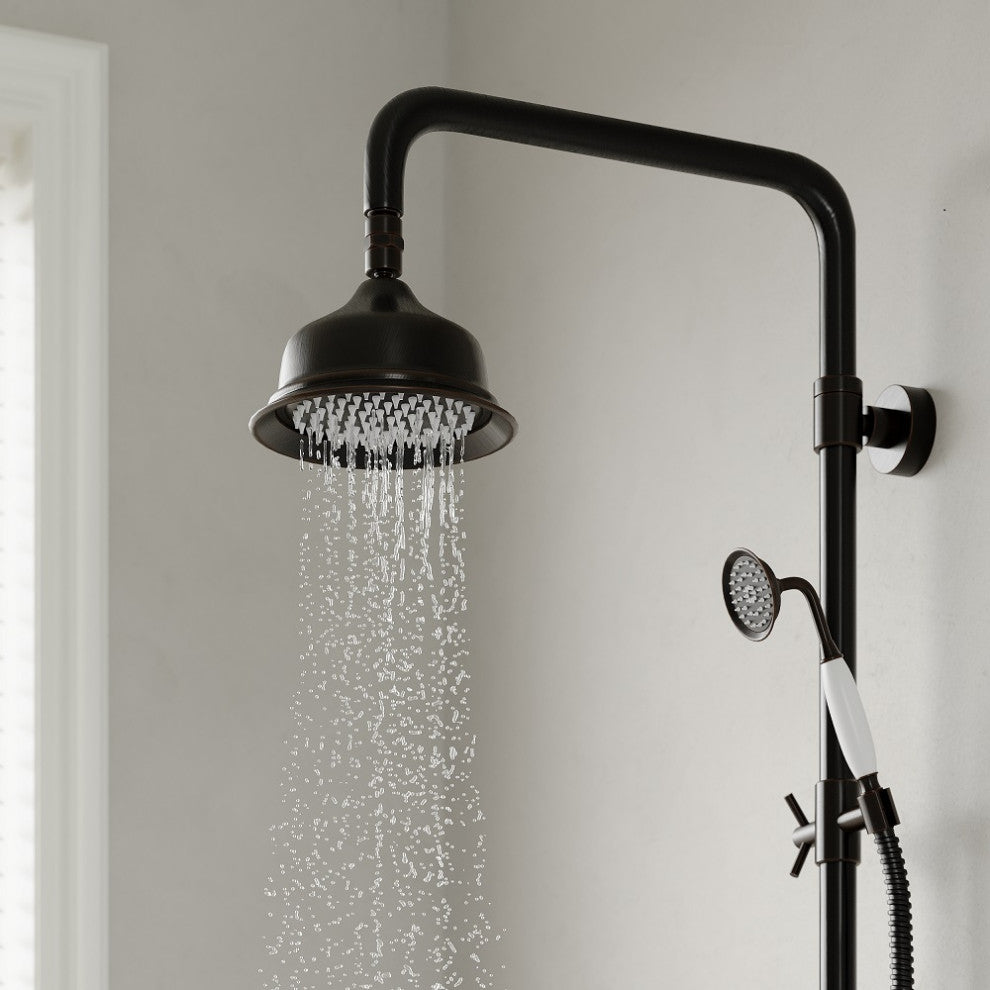 Vintage Bathroom Exposed Rainfall Shower System Handheld Shower Antique Black