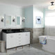 61" Double Sink Vanity, White Finish With Black Galaxy Granite And Oval Sink