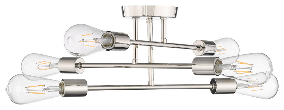 6 Light 16.75 in. Polished Nickel Semi-Flush