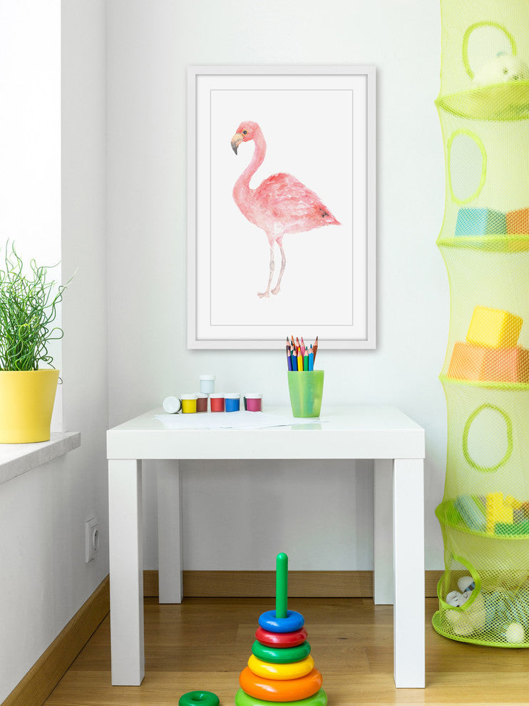 Marmont Hill, "Pale Pink Flamingo" by Thimble Sparrow Framed Painting, 20x30