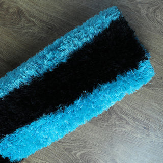 HAND TUFTED SHAG POLYESTER ECO-FRIENDLY AREA RUGS - Turquoise,Geometric Design