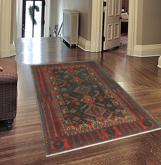 Fine Vintage Distressed Annahi Charcoal/Red Runner, 3'2 x 5'9