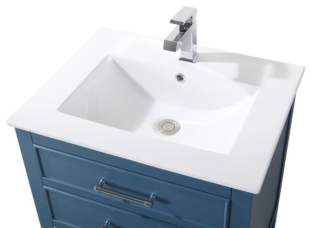 24" Aruzza Small Slim Teal Bathroom Vanity