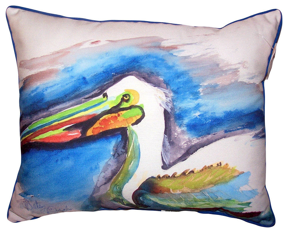 White Pelican Head Small Outdoor/Indoor Pillow, 11"x14" - Set of Two