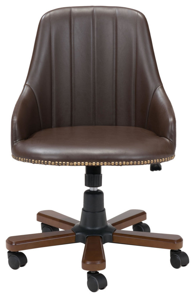 Computer Work Chair, Steel Metal, Fabric, Brown, Gold, Home Business Office