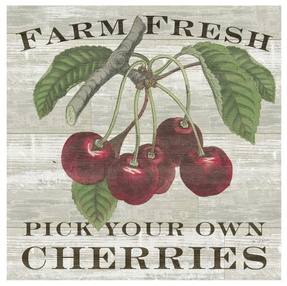 "Farm Fresh Cherries Square" Digital Paper Print by Sue Schlabach, 32"x32"
