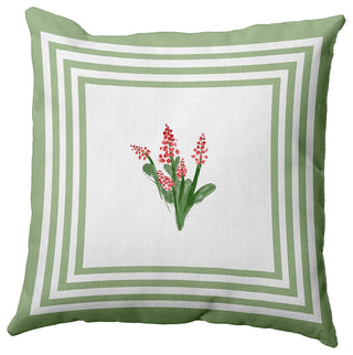 Framed Bouquets Decorative Throw Pillow, Fresh Green, 18"x18"