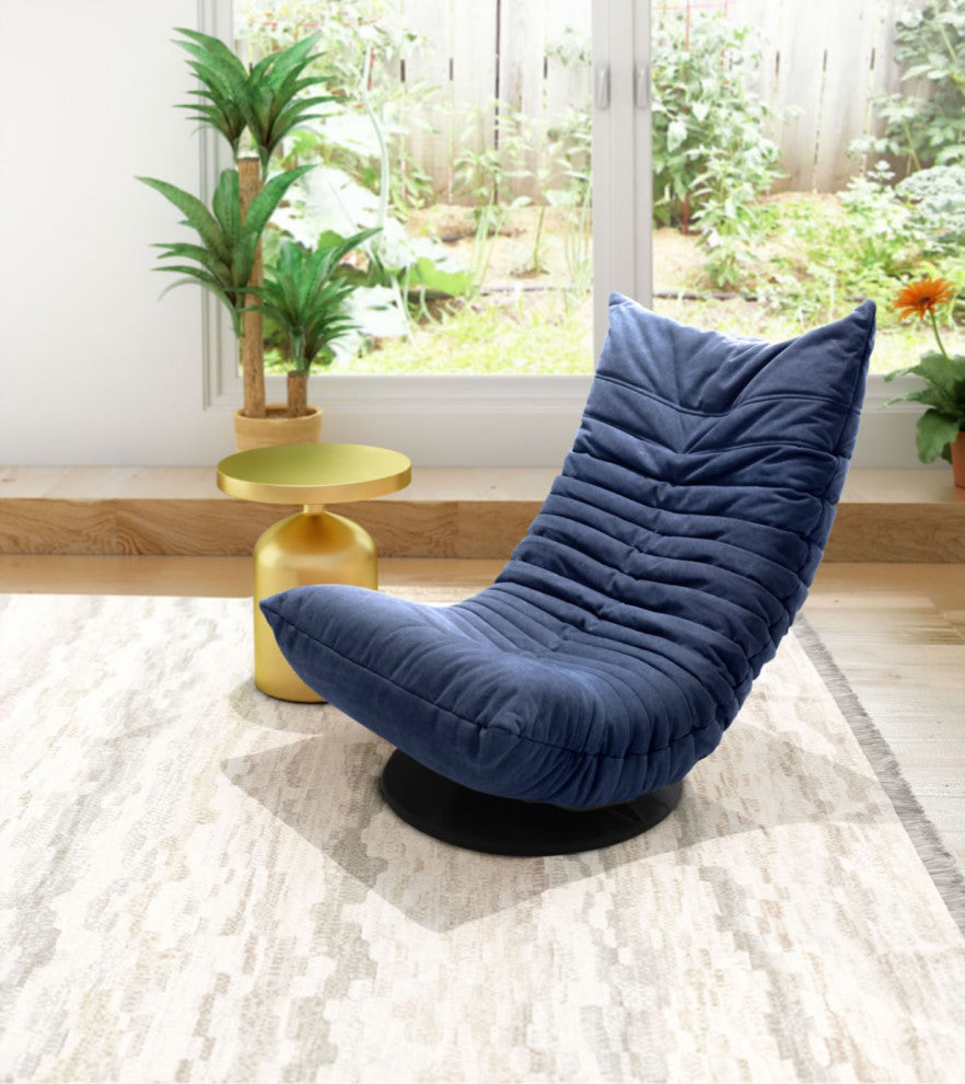 Swivel Accent Chair, Steel Metal, Fabric, Blue, Black, Lounge Lobby Hospitality