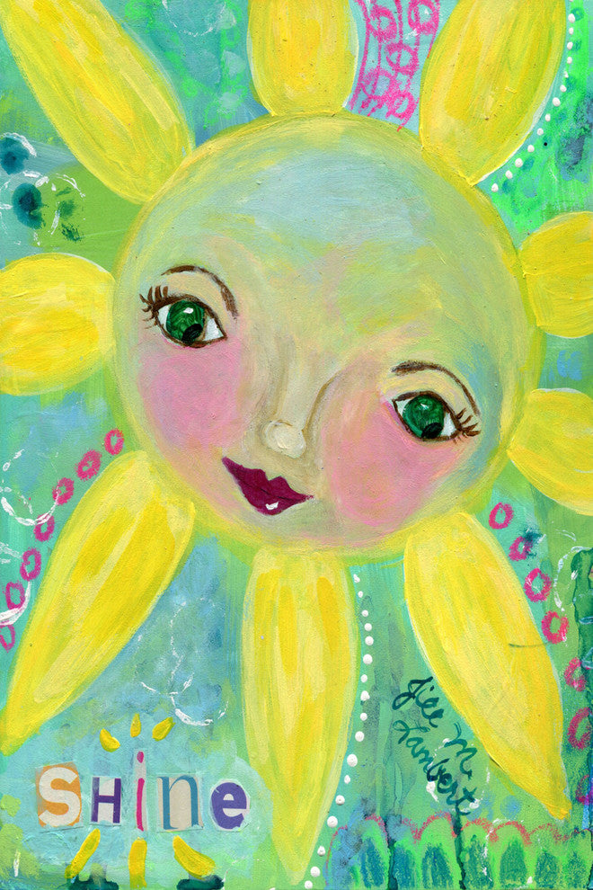 "Sun Face Shine" Painting Print on Wrapped Canvas