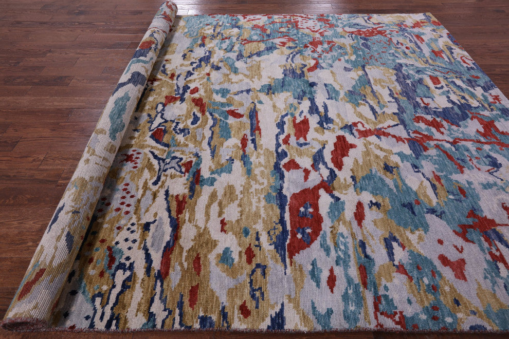 8' 10" X 12' 3" Modern Handmade Wool Rug Q8579