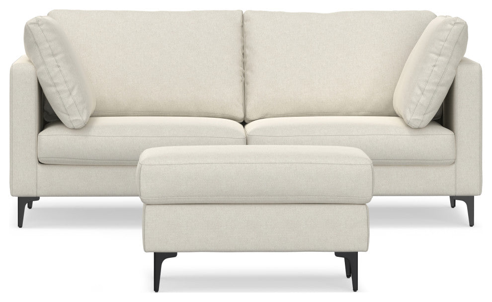 Ava 76-inch Sofa and Ottoman Set in Tightly Woven Performance Fabric