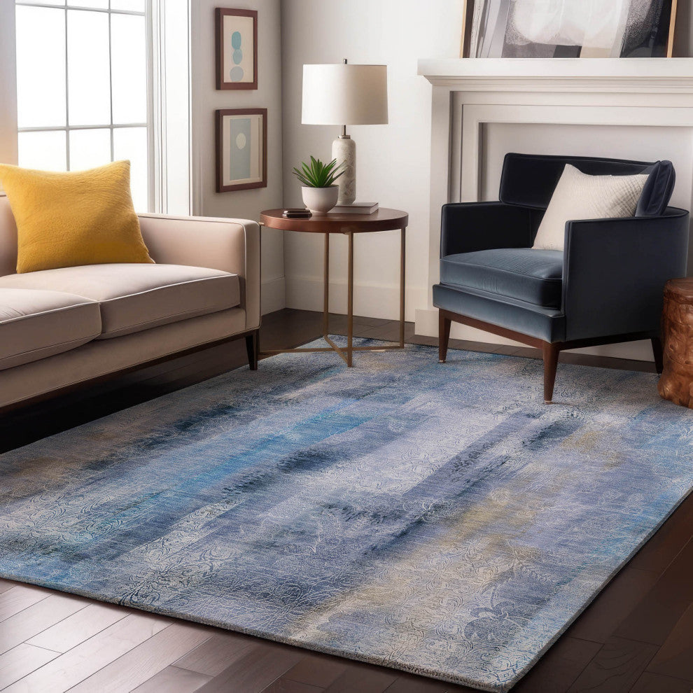 Premium Machine Washable Mayfield AMF537 Blue 10' x 14' Rug