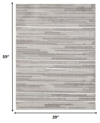3"x5" Gray Abstract Striped Indoor Outdoor Area Rug
