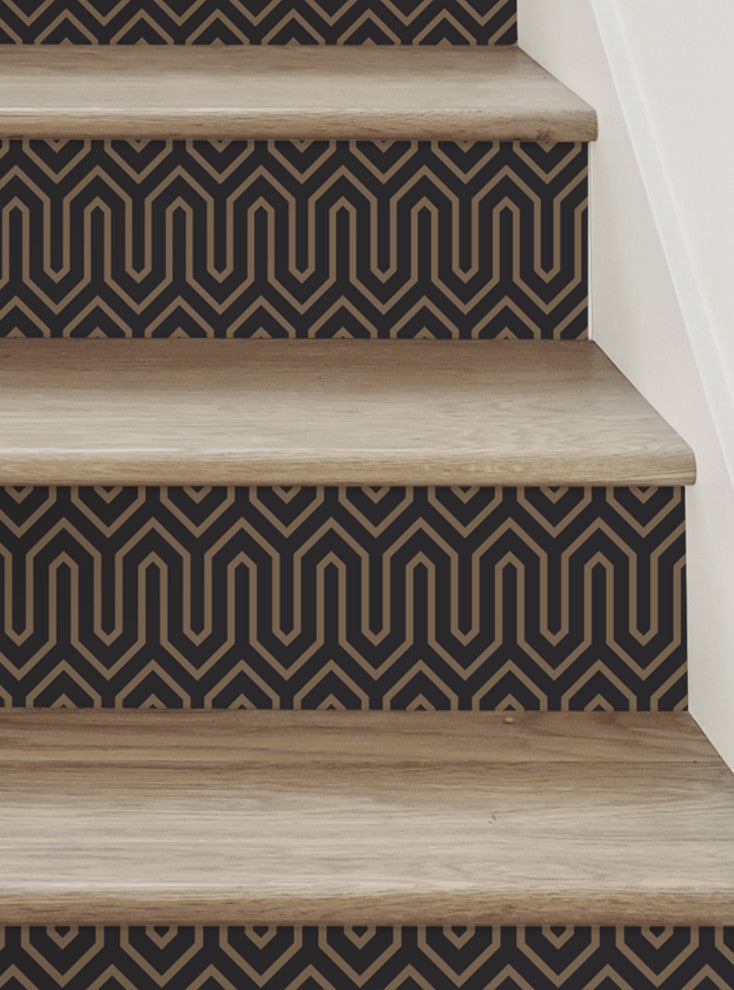 Wavelength Peel and Stick Stair Riser Strips, Dark, 48"w X 7"h, 6 Pack