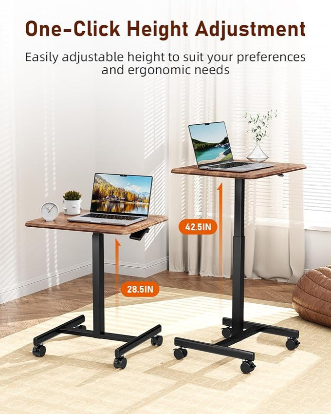 Gewnee Standing Desk Small Rolling Desk , Rust