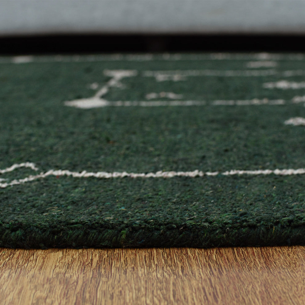 HAND KNOTTED LOOM SILK AREA RUGS-8'x10',Rectangle,Dark Green,Contemporary