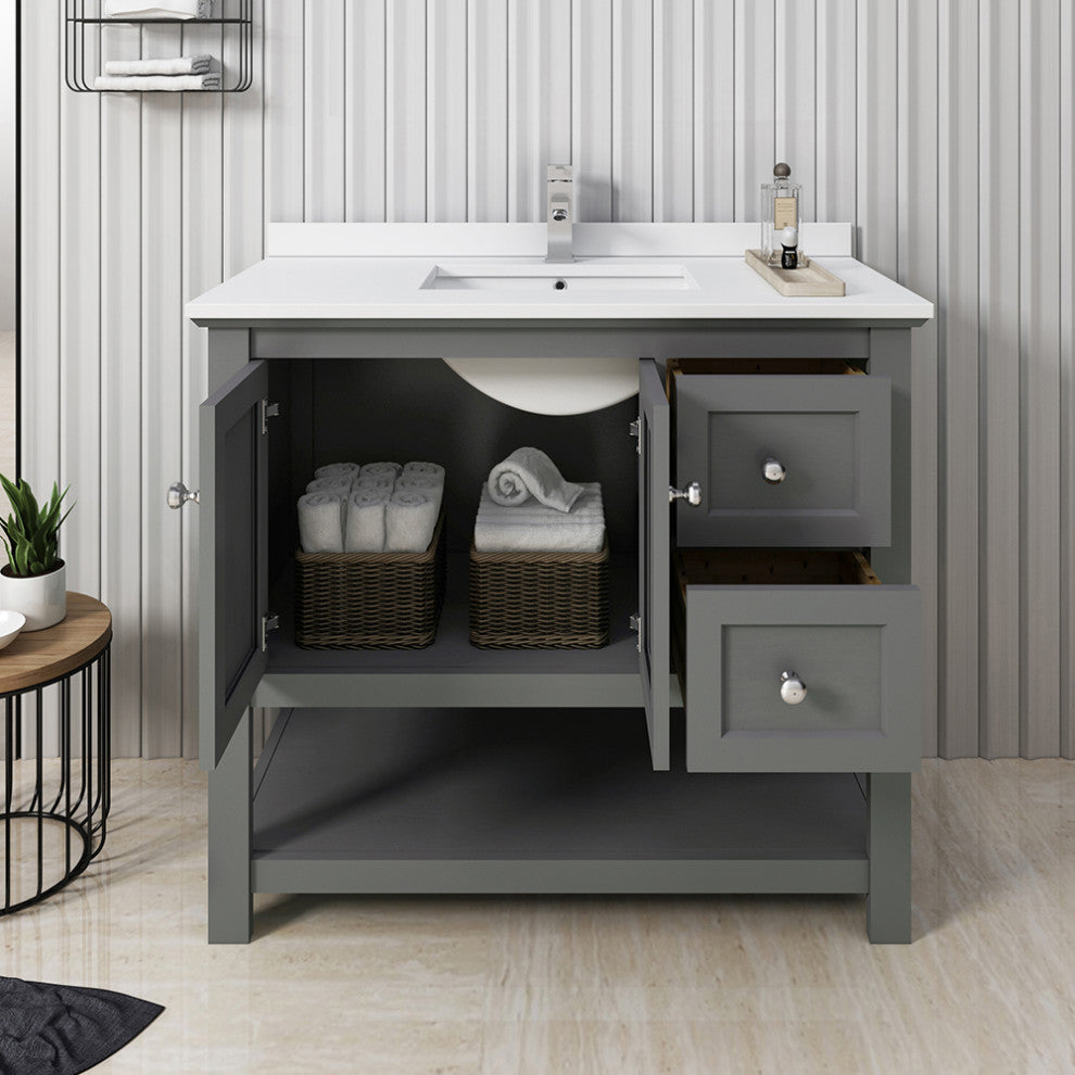 Fresca Manchester Regal 40" Gray Wood Veneer Cabinet With Top and Sink